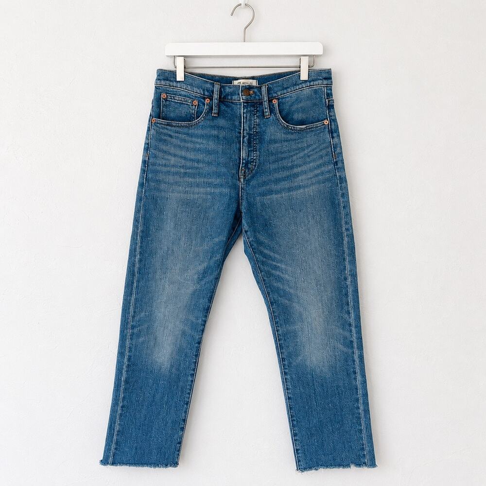 Madewell Full Length Classic Straight Jeans 29P High Rise Raw Hem Petite 90s